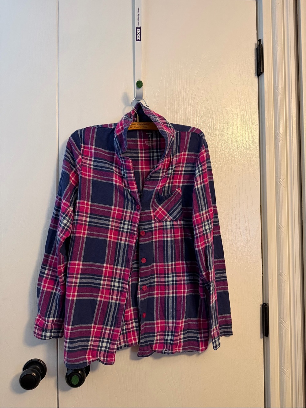 Sonoma Pink and Navy Plaid Flannel Top